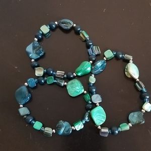 Set of 3 Teal and Turquoise Colored…